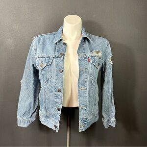 Levi Women's Light Wash Distressed Denim Jacket S